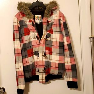 Roxy fur hooded zip jacket